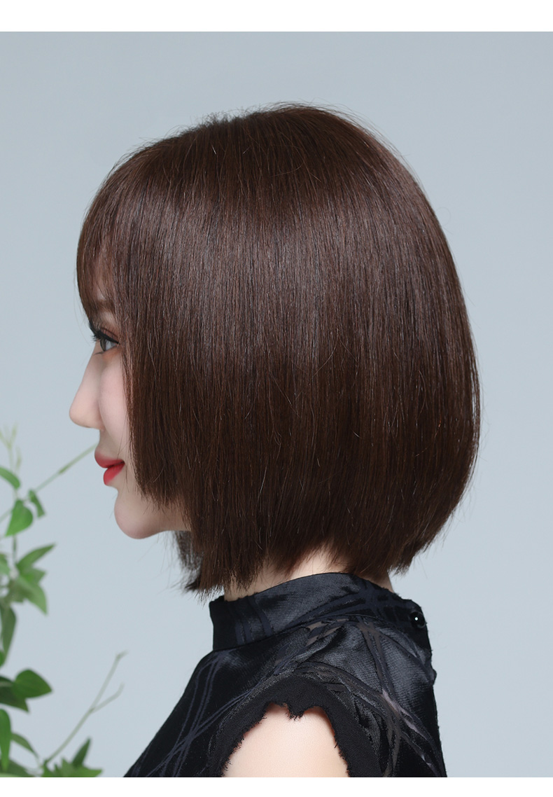 定制真头发做的假发女短发波波头真发头套式全真自然中长发减龄女士