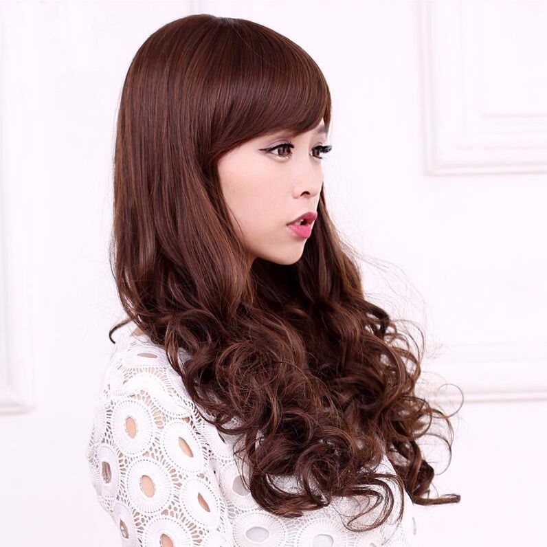 唐妮假发女长卷发全头套蓬松自然圆脸大波浪斜刘海气质长发假发齐刘海