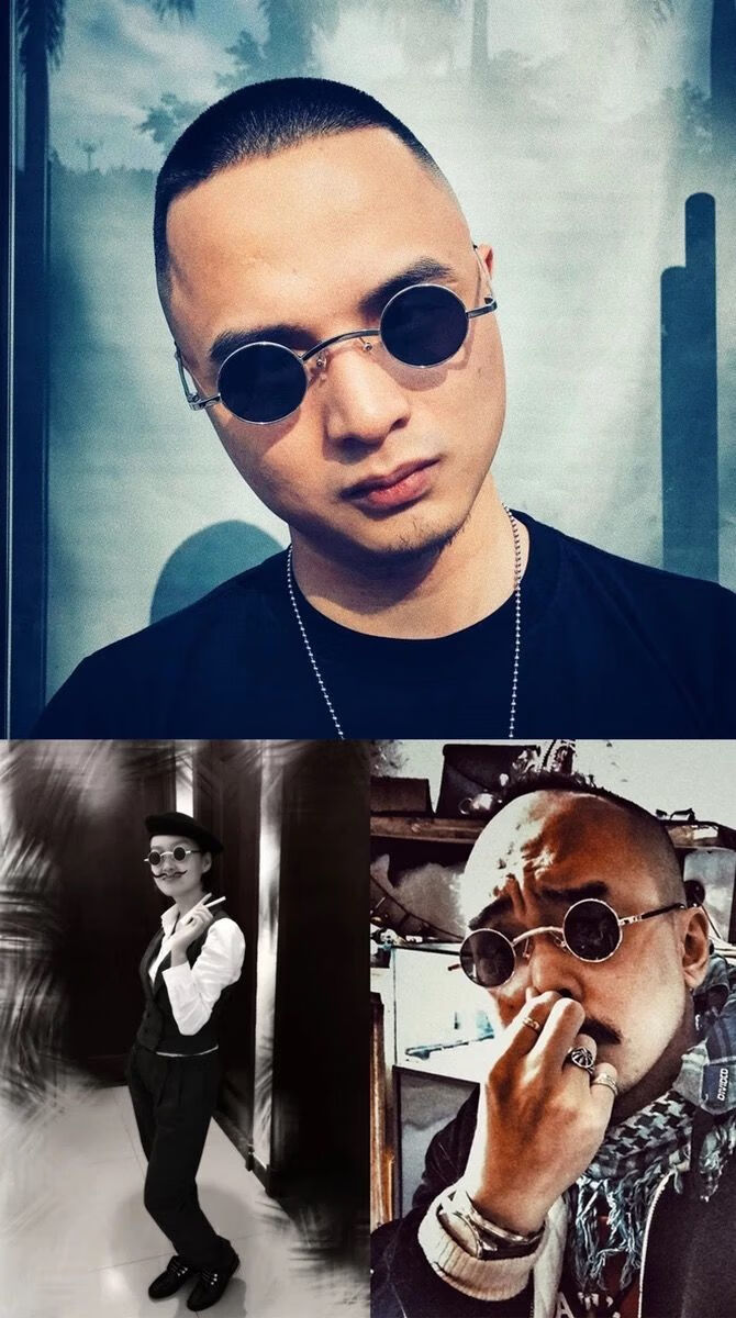 阖萱盲人眼镜复古墨镜二胡民国圆形框太阳眼镜女太子瞎子盲人师爷男潮