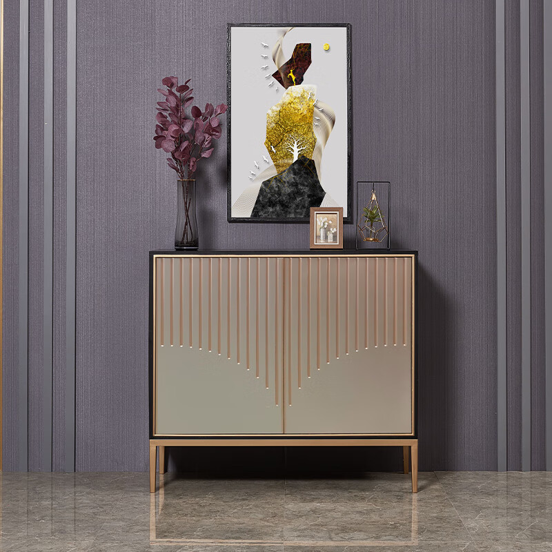 初岛 轻奢简约鞋柜现代意式入户玄关柜极简门厅装饰柜客厅储物进门隔断 绿色 四门 150*40*90 整装