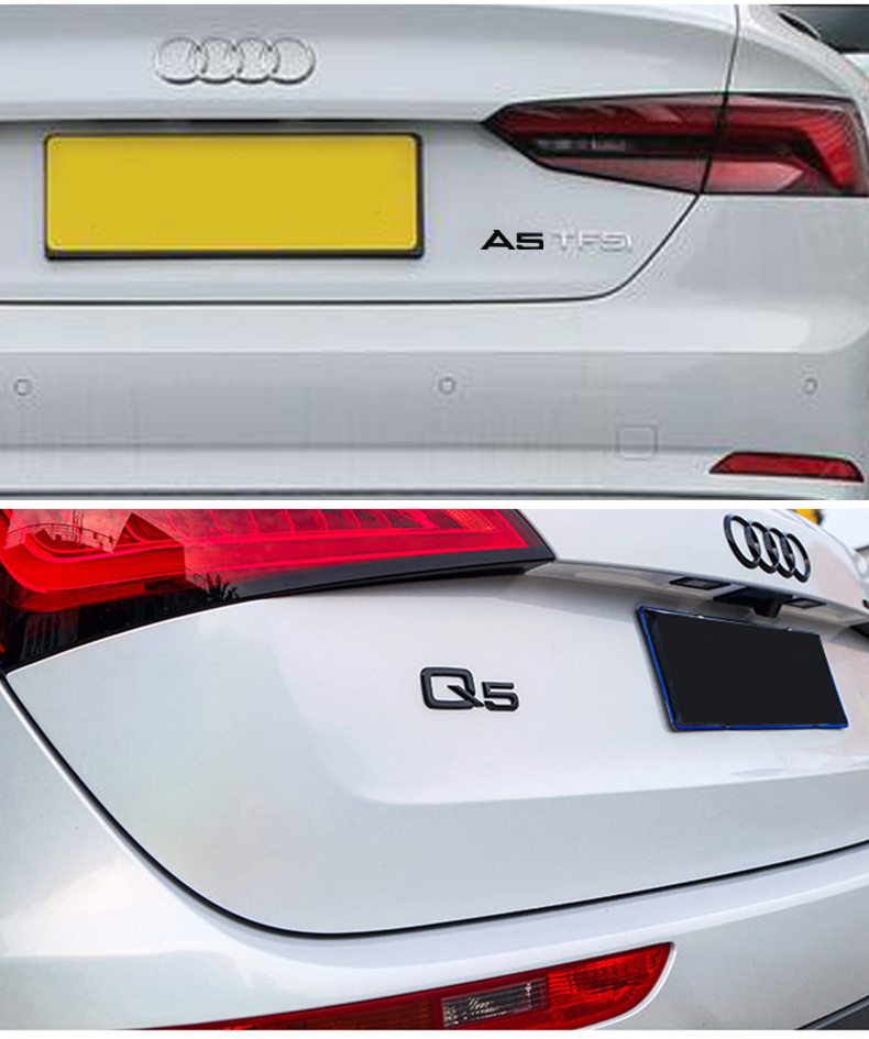 奥迪车标黑色a4l改装a6l后字标a3中网免拆q5四驱尾标志q7四环贴黑 4驱