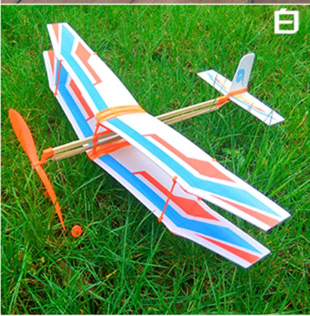 f1d橡皮筋动力飞机室内橡筋学手工模型航模手抛滑翔飞机单翼双翼 单翼