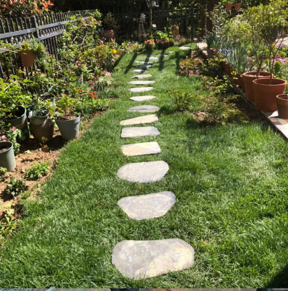 天然青石板庭院花园踏步石草坪垫脚汀步石石仿古砖文化石室外地砖 青