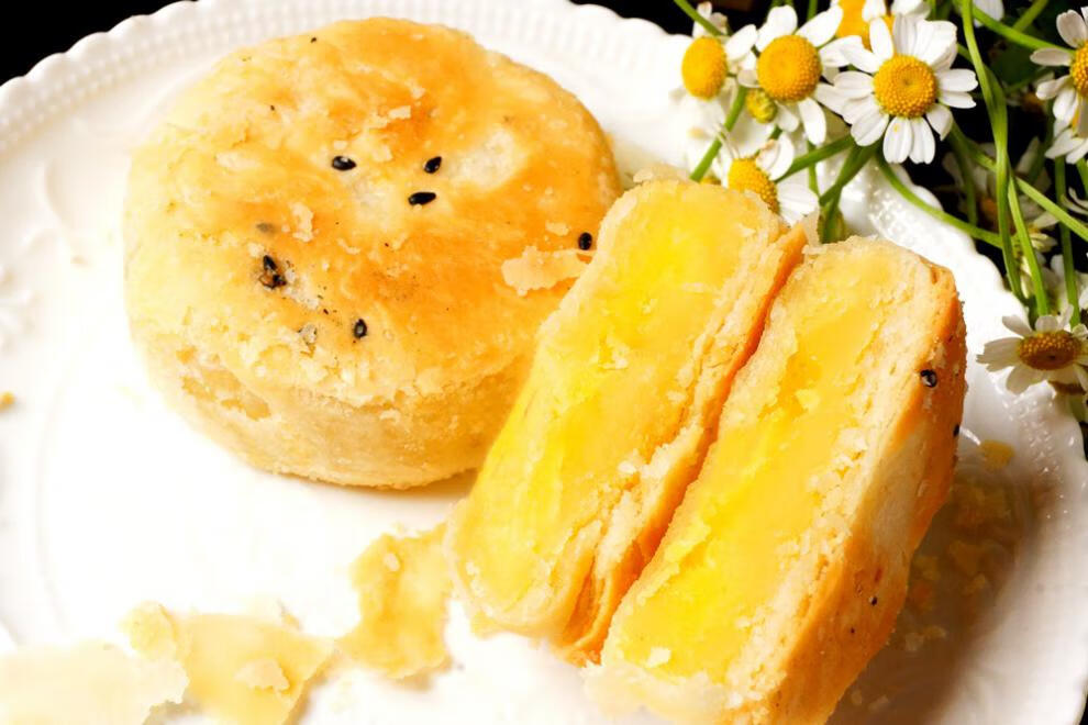 网红特色杭州特产糕点 绿豆板栗饼 超酥的饼750g点心 托盘 真空装防碎