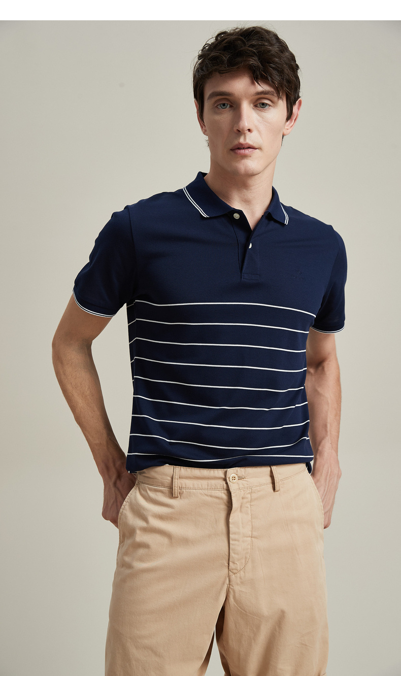 gant/甘特2020春夏男士珠地网眼条纹短袖polo衫2012055 藏青-433 m