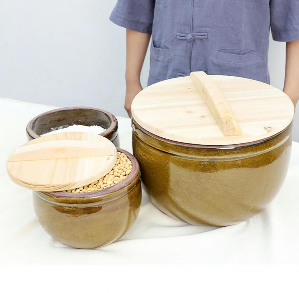 甜酒发酵缸 陶瓷腌菜缸腌肉缸厨房老式酱咸菜缸带盖土陶甜酒酿发酵缸