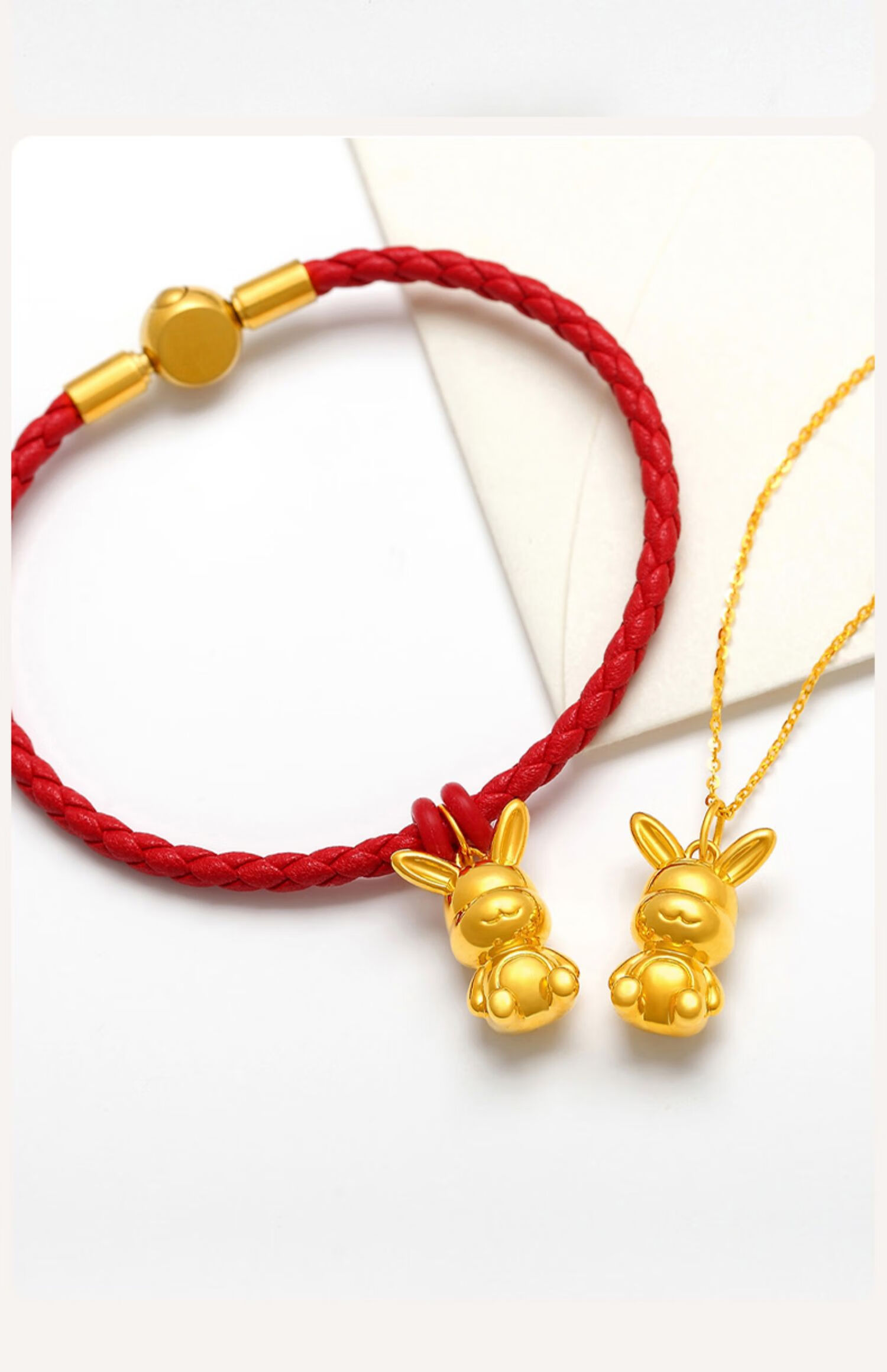 老凤凰999足金小玉兔吊坠生肖兔子黄金项链女5g微笑钱兔无量金挂坠子