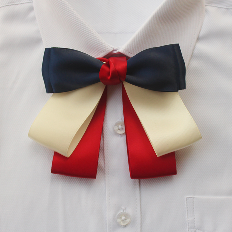 甄虹新品领结女女士领结职业银行空姐职业装工装衬衫丝带学院风蓝色领