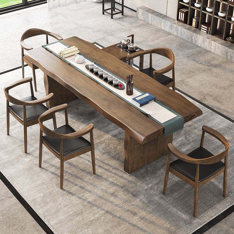 金沙公爵实木大板茶桌原木茶台泡茶桌子新中式简约现代功夫茶几茶桌椅