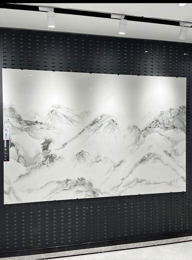 新款900x1800岩板连纹大板电视背景墙现代新中式山水画简约轻奢918y61