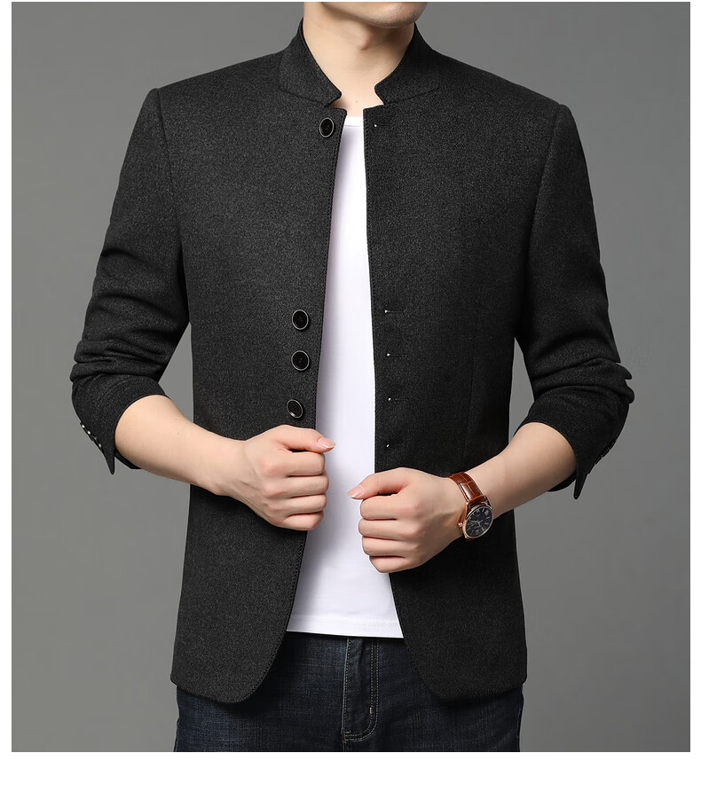 丹杰仕 休闲中山装西服男中华立领商务中国风男士西装外套男优选品质