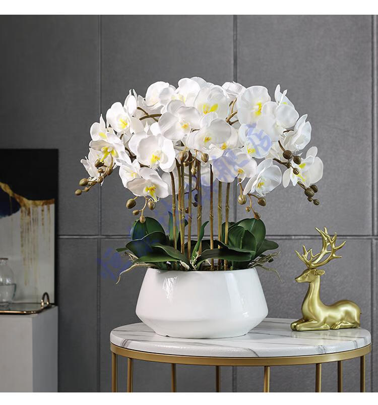 蝴蝶兰仿真花手感高品质蝴蝶兰仿真花客厅装饰花艺摆件茶几电视柜两边