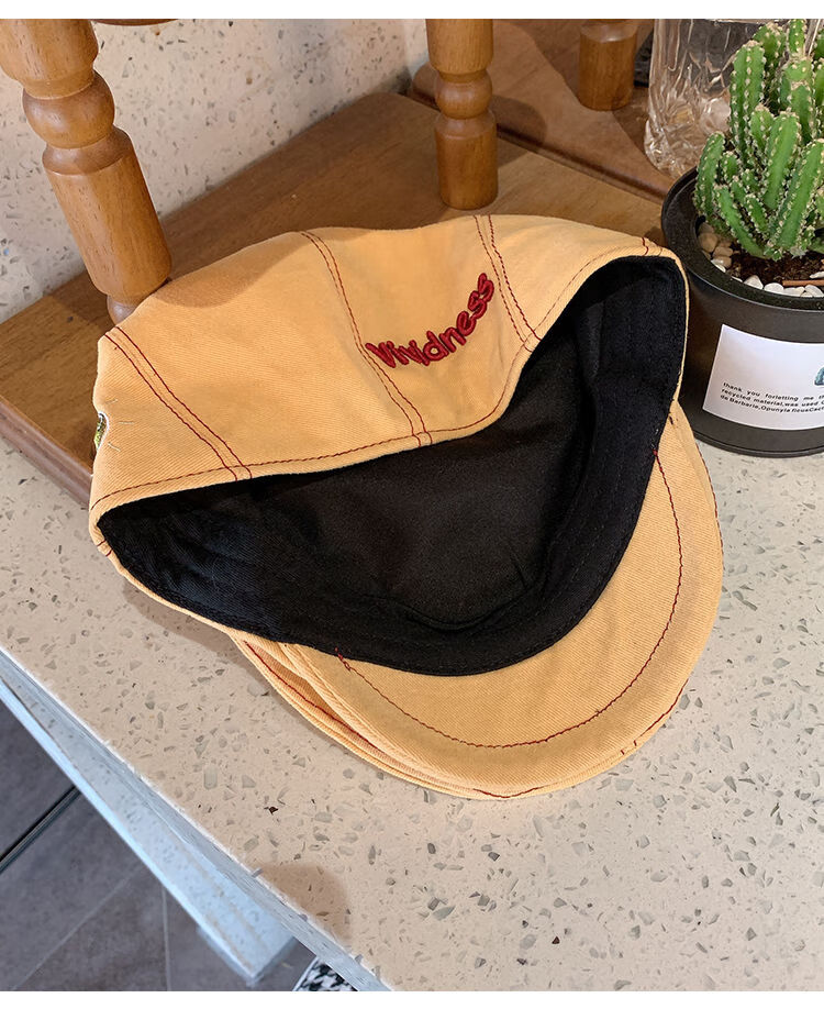 paccroom牛仔帽小众刺绣前进帽子女文艺休闲画家帽街拍嘻哈牛仔帽黑色