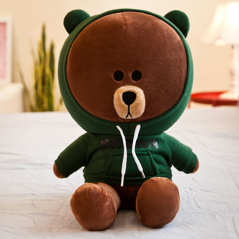 卫衣布朗熊公仔毛绒玩具可爱大号柔软抱枕网红ins布娃娃床上玩偶生日