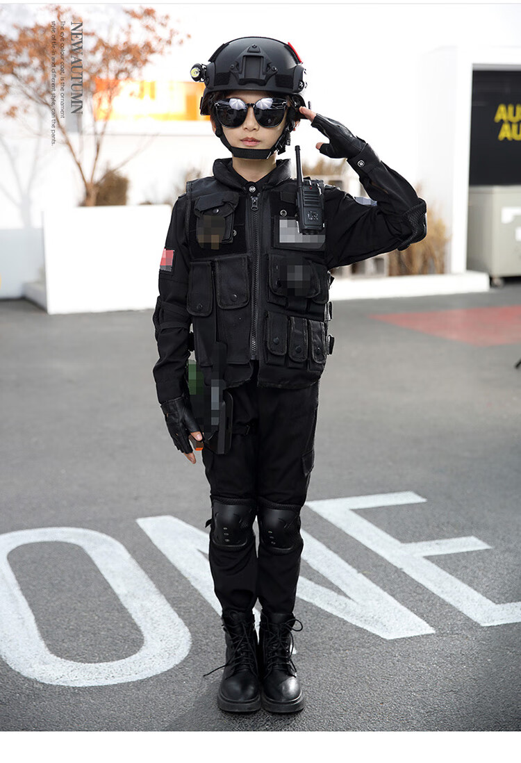 儿童警景察服男孩特警演出服玩具男孩特警衣服军装警装小特种兵套装警
