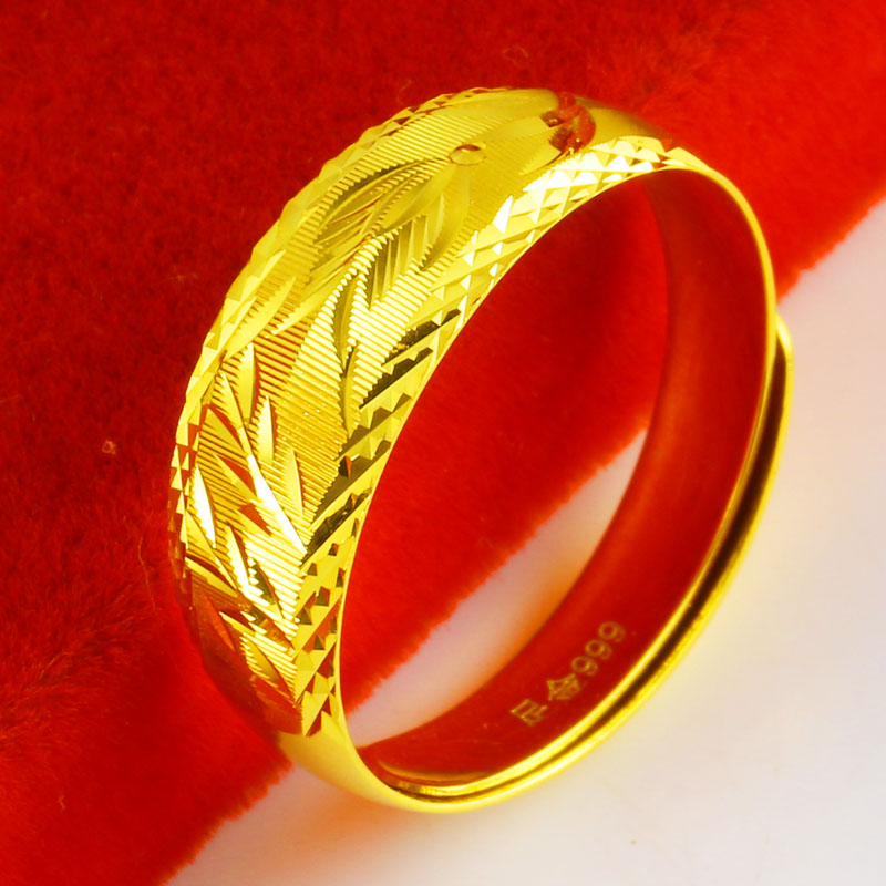 老凤凰黄金戒指男女款9999足金显大宽足金饰品真金首饰金子戒子送妈妈