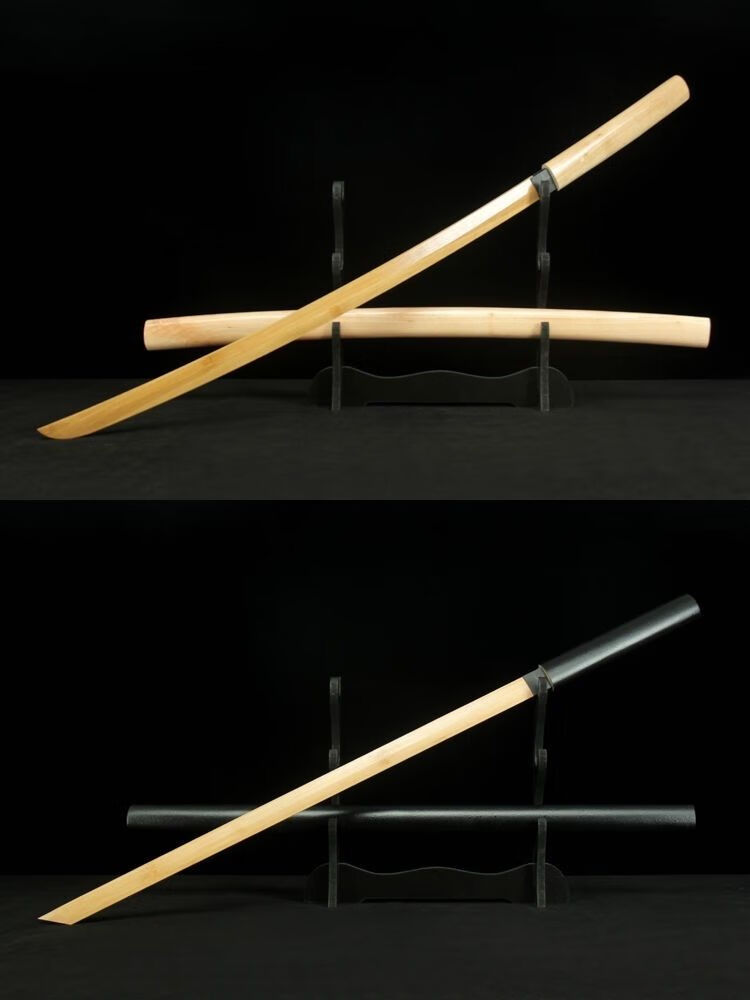 居合道木刀剑道练习日本武士刃拔刀收刀玩具竹刀带鞘武术表演 原木色