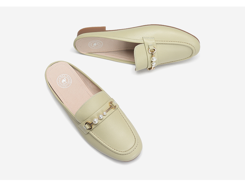 骆驼(camel)女鞋2021春季新款穆勒半拖鞋头时尚休闲拖鞋女 黑色 40