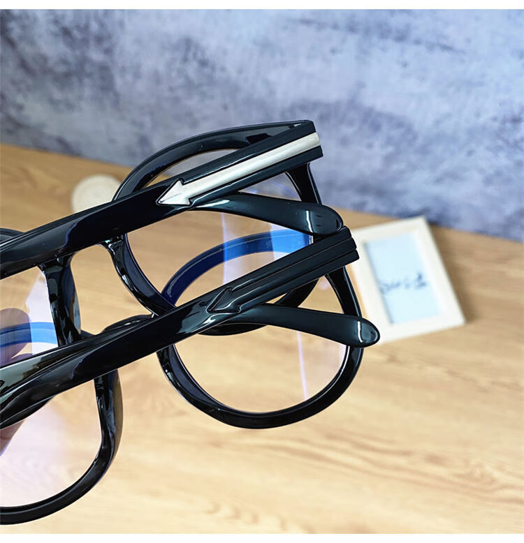 熹卡龙新品黑色粗框眼镜复古眼镜框法式女个性文艺黑色粗框圆形防蓝光