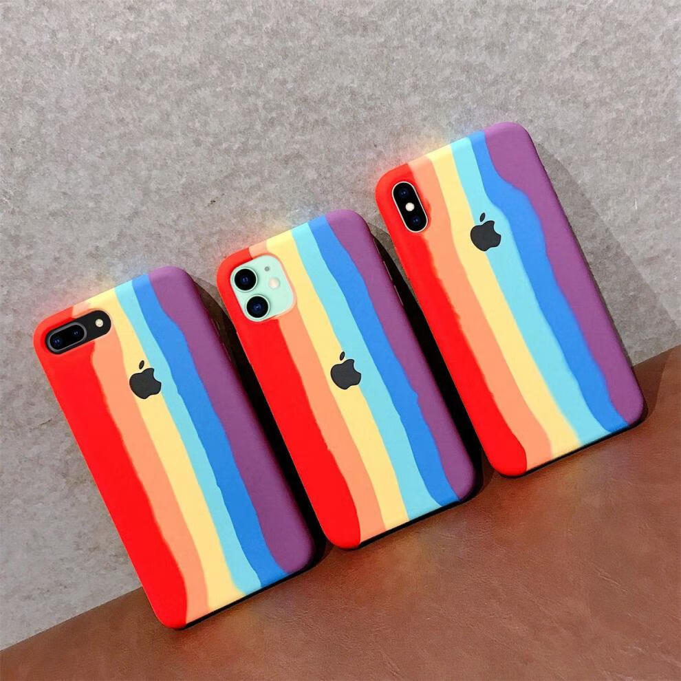 硅胶手机壳苹果12液态硅胶彩虹手机壳78p/se/x/xr/xsmaxiphone 11 pro