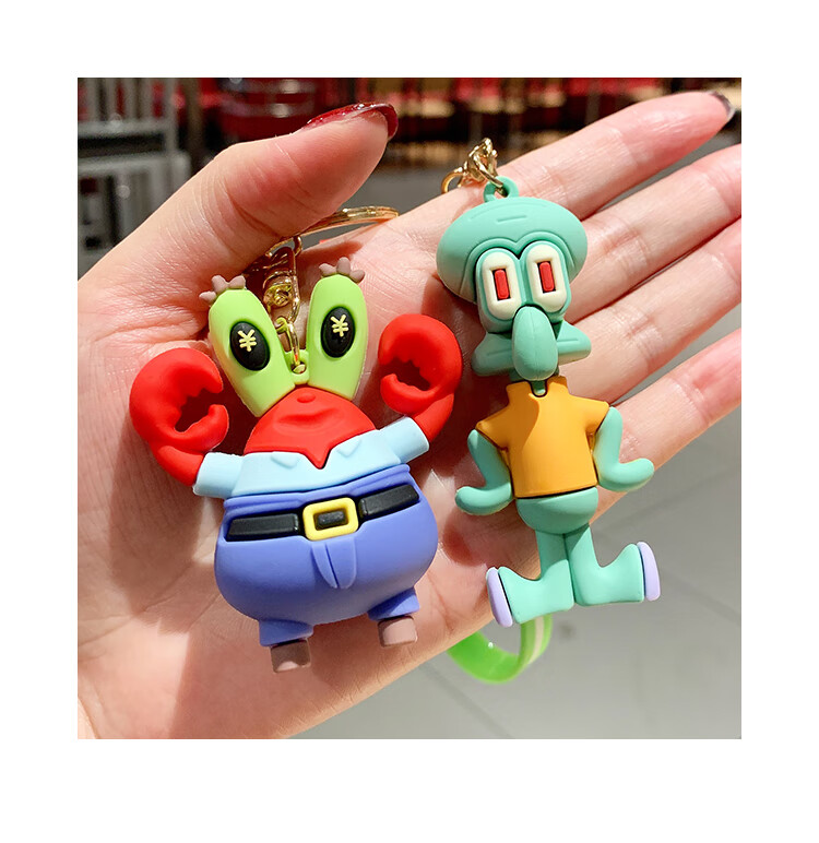 升级网红海绵宝宝挂件可爱汽车钥匙扣可爱玩偶情侣挂件ins卡通派大星