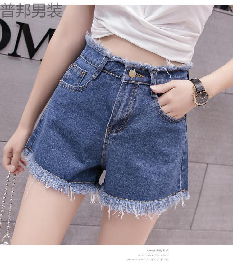 夏天穿的微胖女生牛仔短裤2020女夏高腰大码宽松韩版显瘦学生百搭阔腿