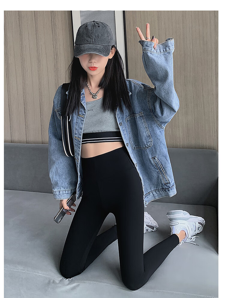 山头林村鲨鱼皮裤女 鲨鱼皮打底裤女裤子薄款高腰紧身瑜伽黑色外穿大