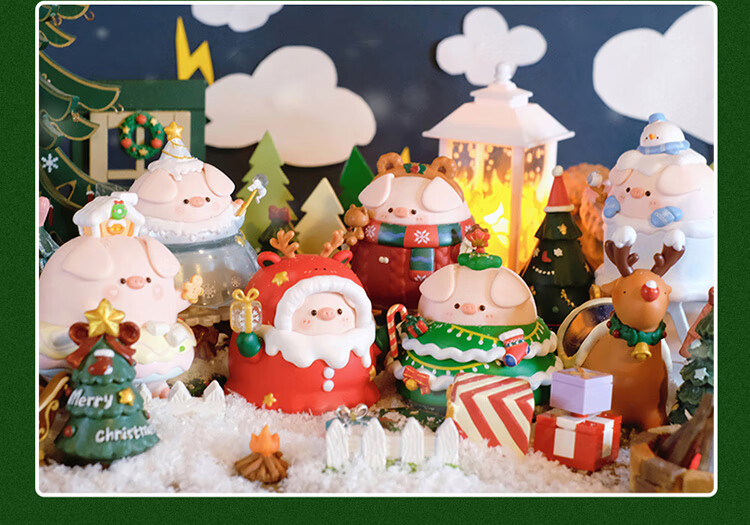 pikopig屁可猪盲盒一套全套圣诞系列潮玩可爱少女心公仔摆件一套6个