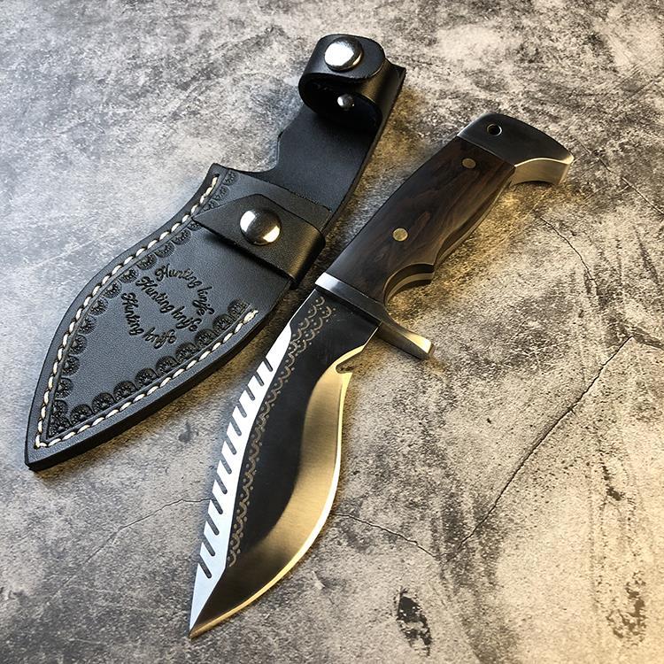 尼泊尔真刀 d2钢户外小刀尼泊尔随身军工刀特战防身刀高硬度求生刀 木