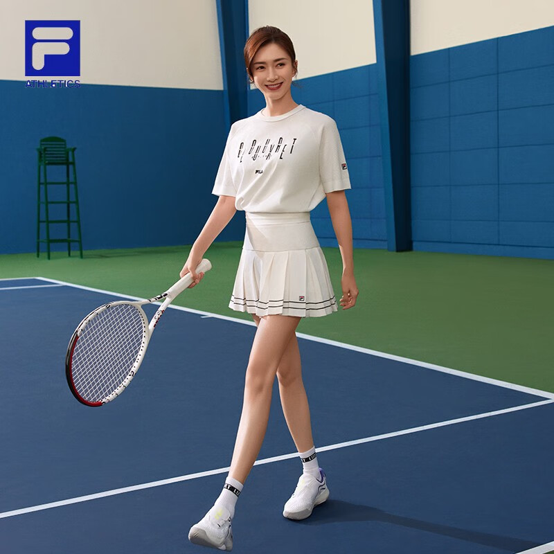 江疏影同款fila斐乐官方女子半身裙2022年夏季新款网球休闲运动半裙