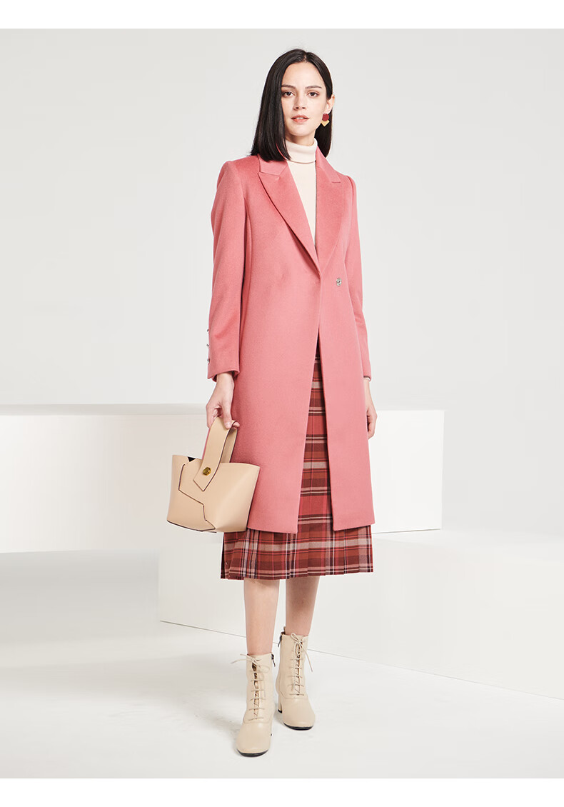 scofield衣恋官方集团依恋女装冬季款优雅v领系腰带保暖毛呢大衣 黑色