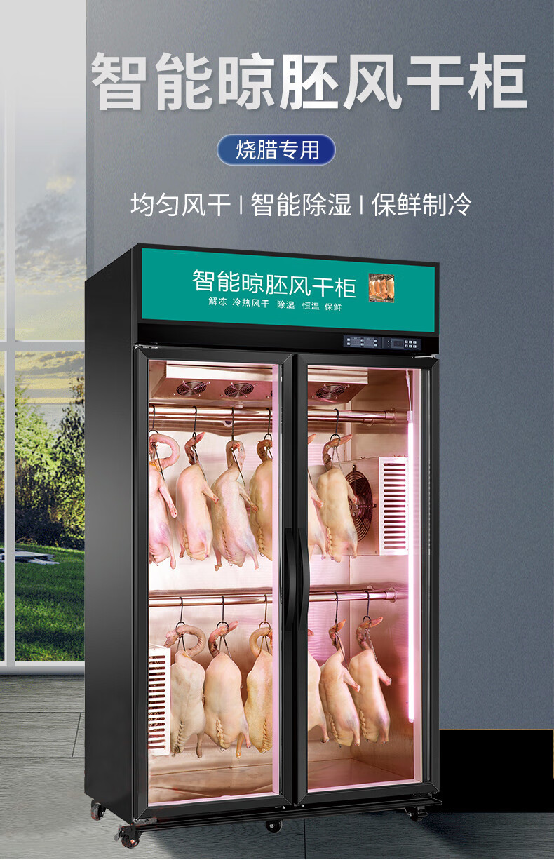 风冷烤鸭胚烧鹅风干机冷藏保鲜晾鸭柜吹鸭皮除湿风干晾胚烧腊冷柜君凌