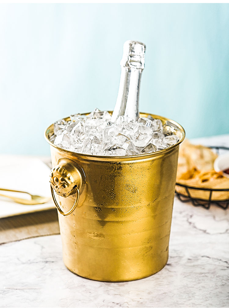 创意酒吧加厚虎头不锈钢冰桶香槟冰镇啤酒 小号装冰块的桶冰筒 玫瑰