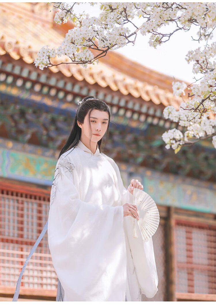 明制汉服男明制汉服男圆领袍古风仙气侠客书生套装中国风情侣帅气白色