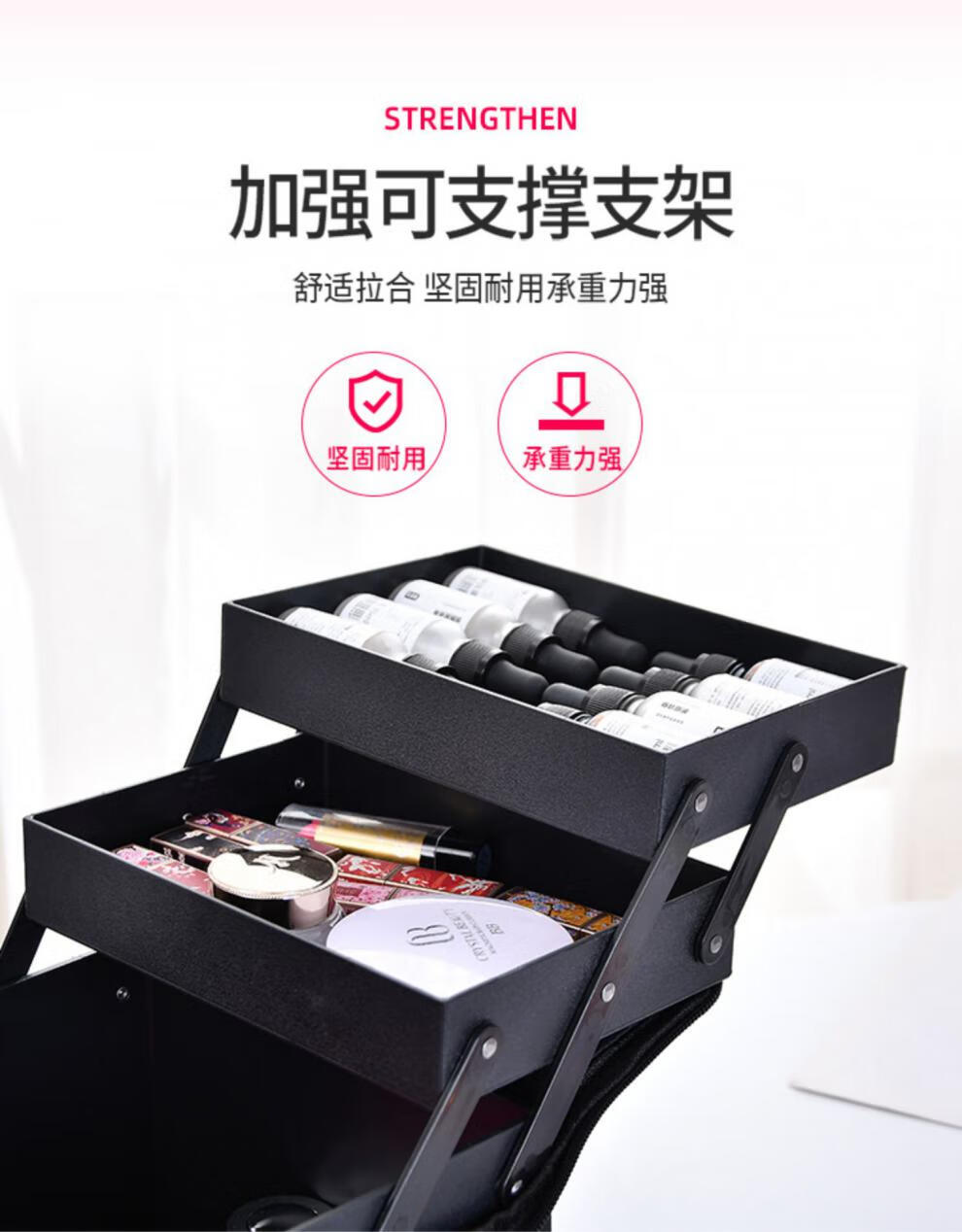 化妆师专用化妆箱纹绣师适用手提纹眉美甲纹绣工具箱包大容量便携化妆