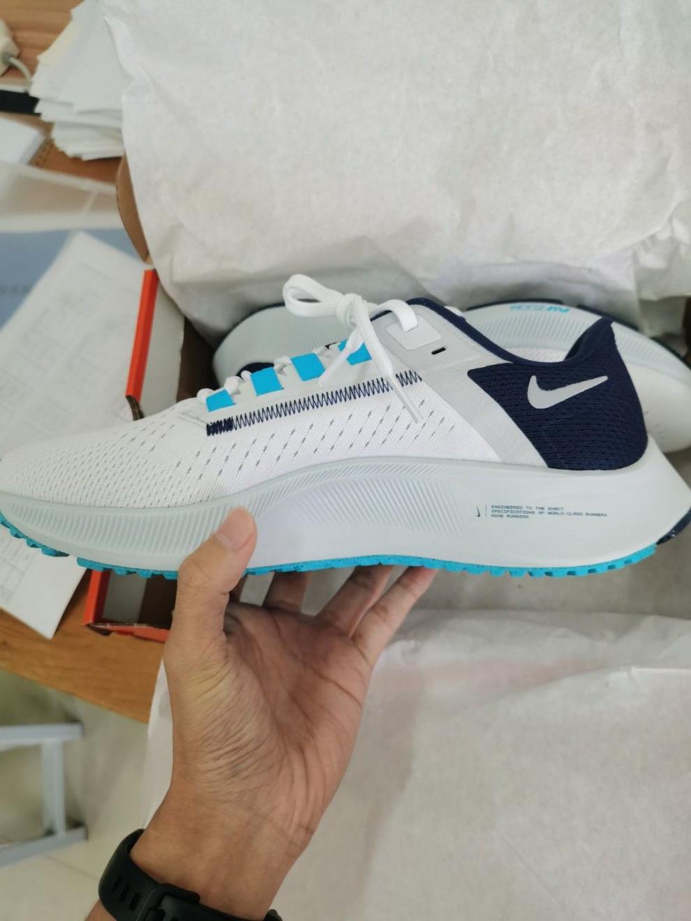 飞马38跑步鞋白蓝登月37跑鞋气垫缓震男女运动透气轻便莆田纯原 深