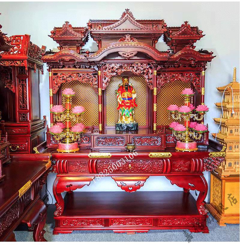 香樟实木寺庙宗祠道观大型佛龛神台祖先牌位神像佛柜供桌神龛定制