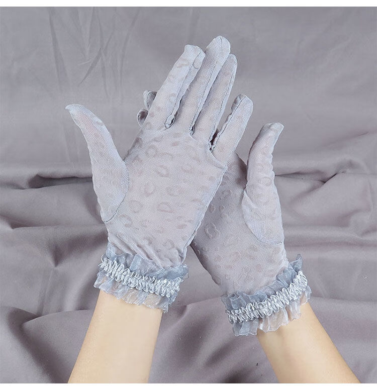 蕾丝手套蕾丝手套女薄款豹纹黑色性感镂空复古优雅春秋季户外旅游骑行