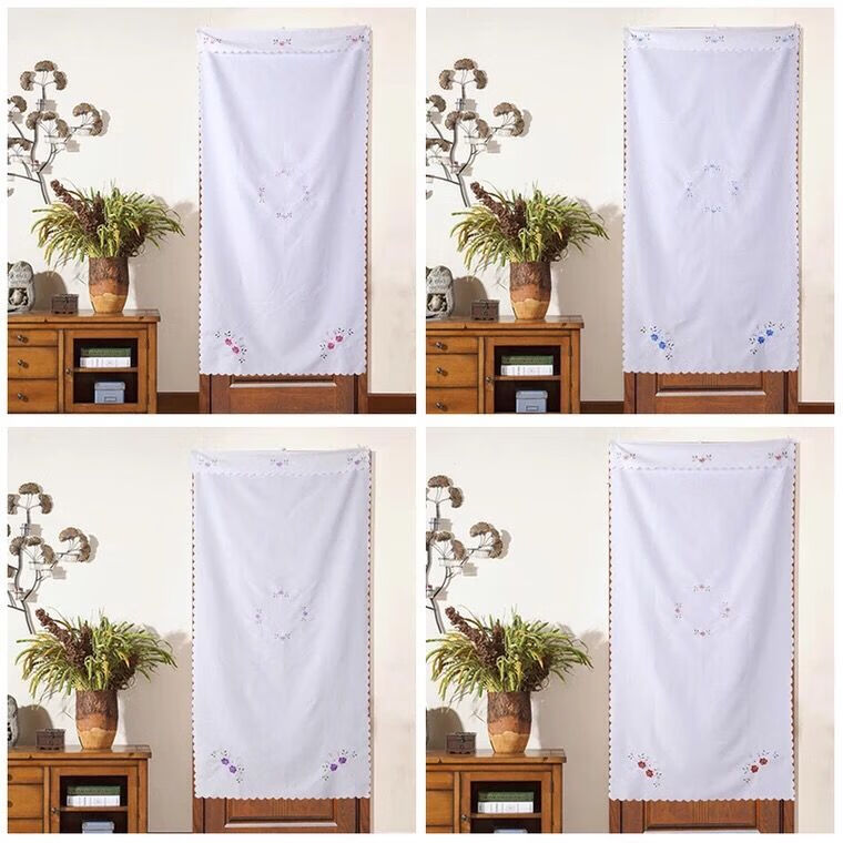 嘉智鹤隔断帘卧室卫生间白色饭店长短门帘厨房餐厅半截门帘半帘布艺