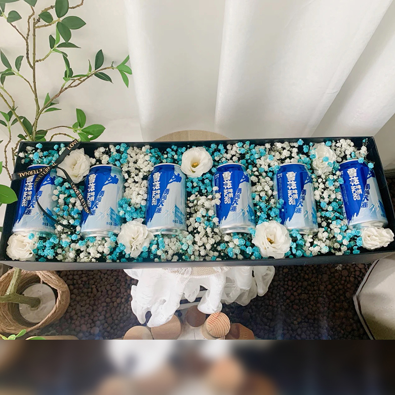 全国养乐多啤酒零食成品手提礼盒花束鲜花速递同城广州生日配送店15瓶