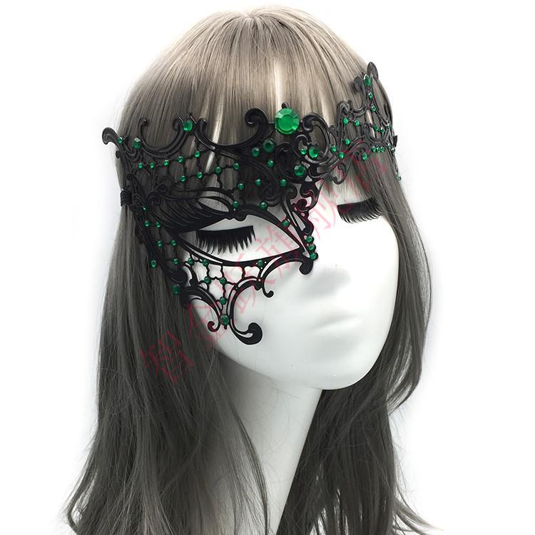 面具女古风 面具半边脸 古风金色金属镶钻化妆舞会生日派对面具 男女