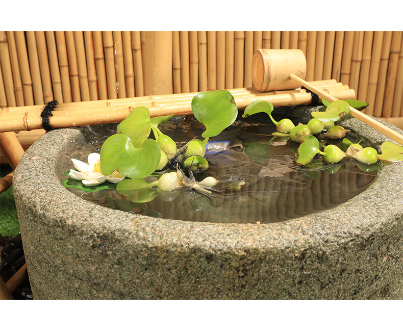 鹿凌青日式庭院石钵流水微景观别墅花园水钵惊鹿滴水枯山水蹲踞户外