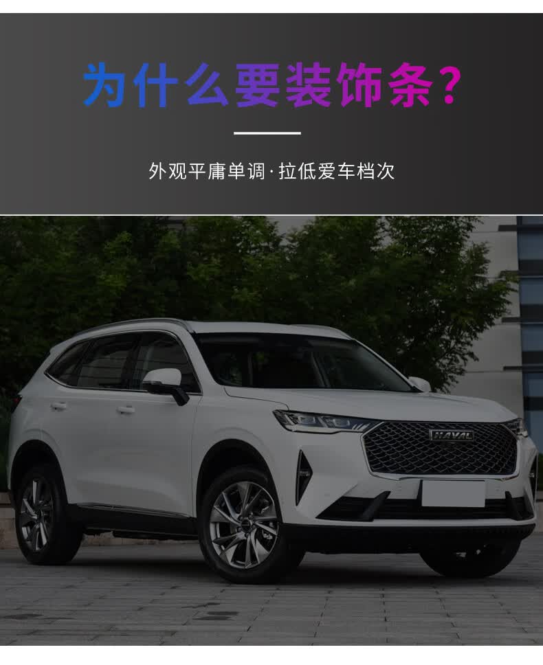 适用于21款第三代哈弗h6改装中网前杠饰条后备箱尾门车身装饰亮条第三