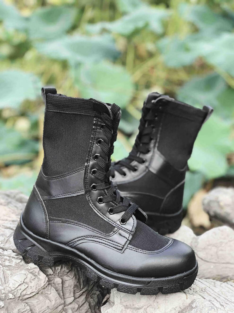 夏季男女工装靴帆布作战靴作训靴网眼超轻靴透气保安鞋厚底帆布款36