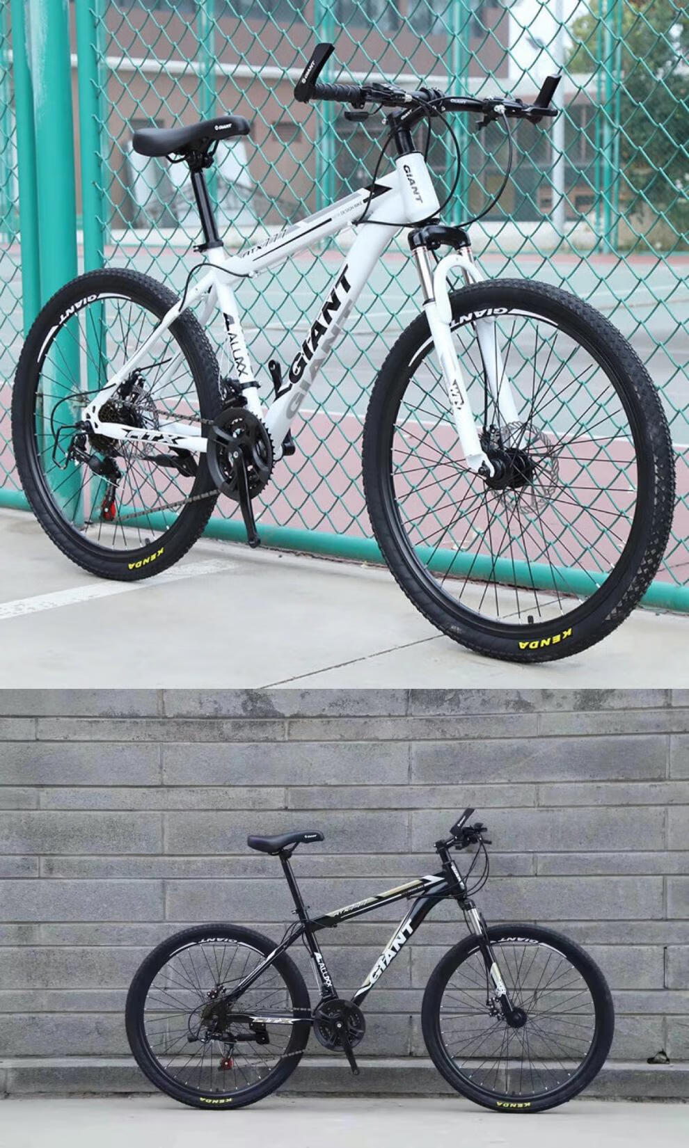 变速锁死减震前叉山地车十大名牌同款新白银双碟刹高碳钢车架24速26