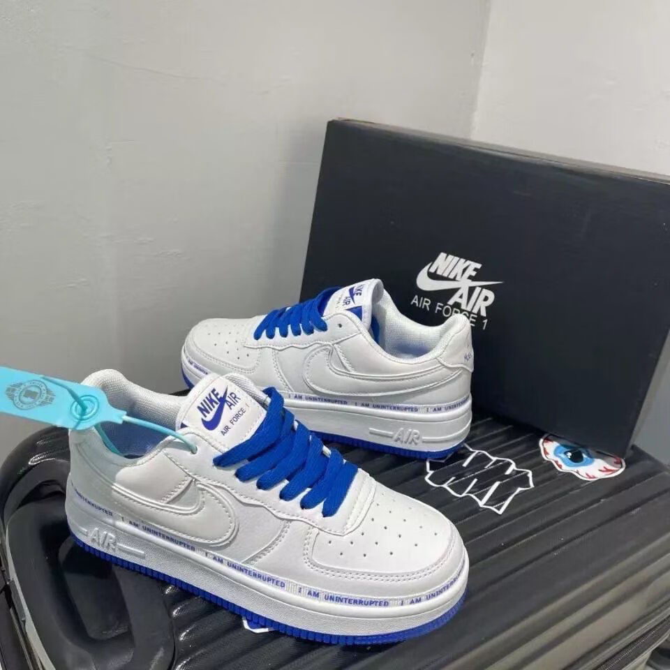 aj回力乔丹中国af1空军一号马克笔白蓝低帮板鞋男女鞋联名款潮反光