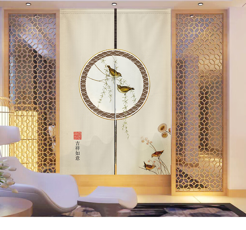 中式门帘家用复古布艺半截帘子棉麻遮挡风水帘个性中国风隔断定制gf01