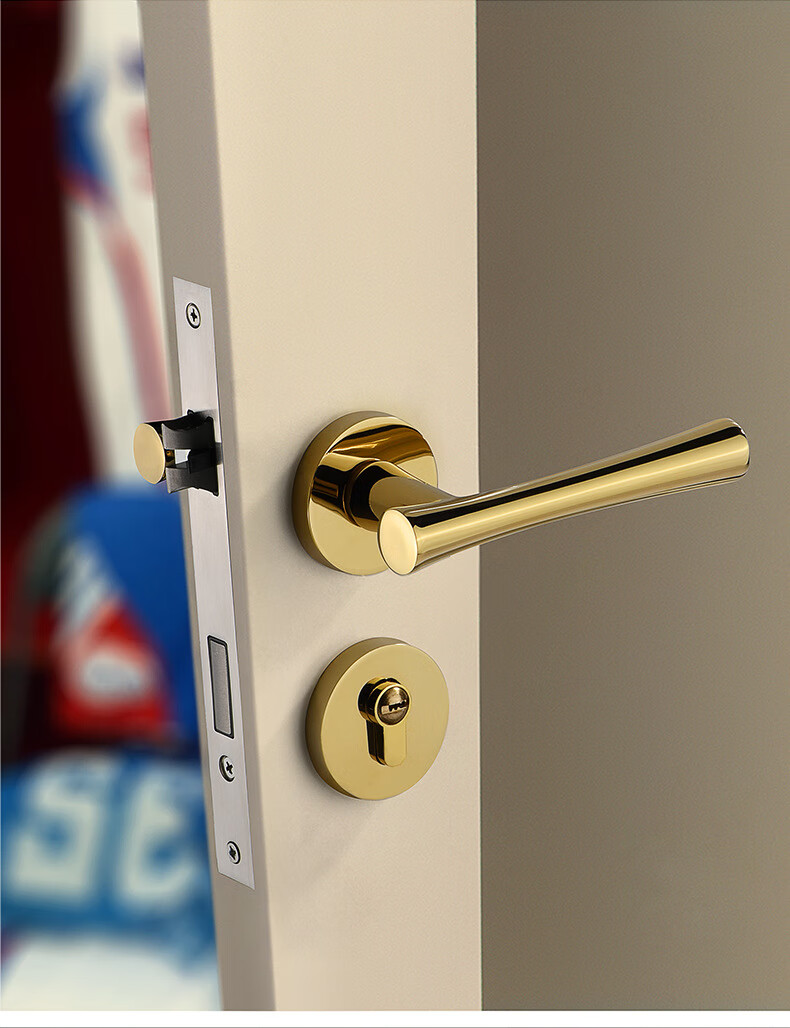 pvd室内静音分体锁门锁 卧室机械门锁锌合金执手锁房间木门锁锁具