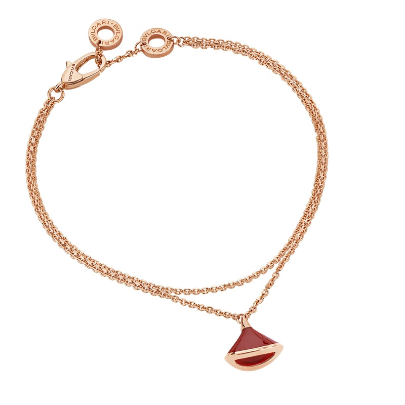 bvlgari/宝格丽divasdream经典款红玉髓18k金玫瑰金小扇子手链350589