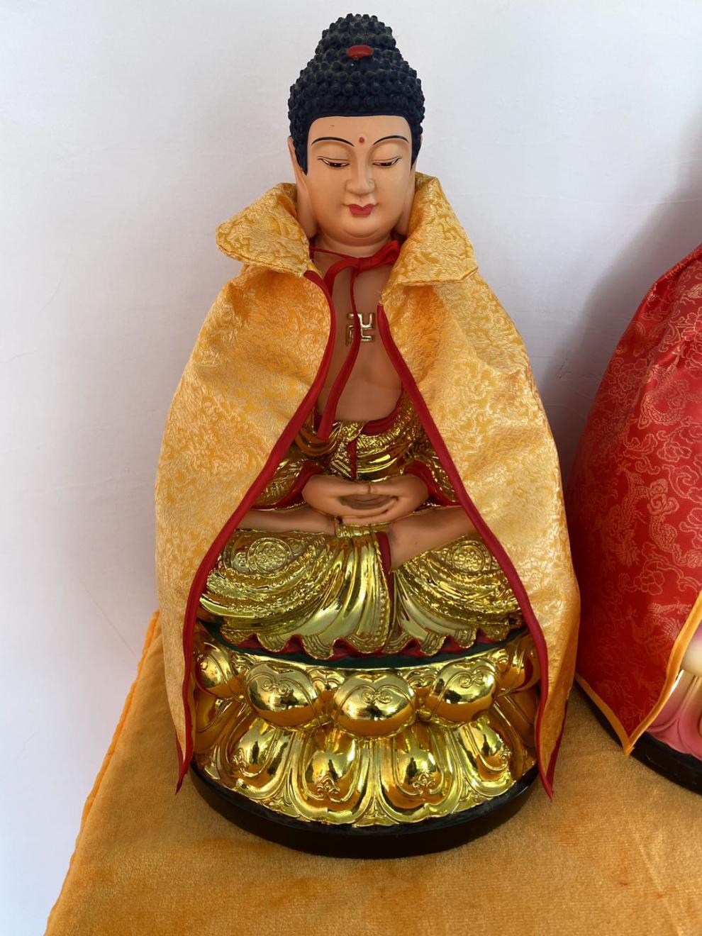 佛像披肩神明衣服仙家道家披风观音财神佛袍织锦佛衣定做 红色30cm